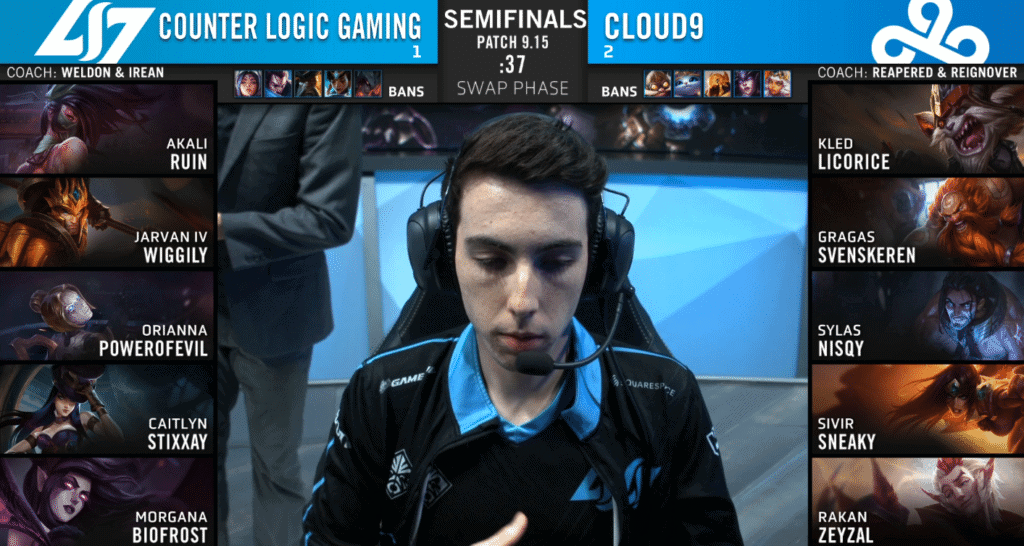 League of Legends Championship Series LCS summer 2019 semifinal game four Cloud9 C9 Counter Logic Gaming CLG Stixxay