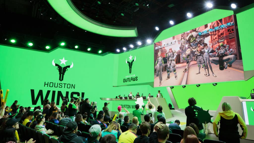 The crowd cheer for the Houston Overwatch live at one of the teams Homestands