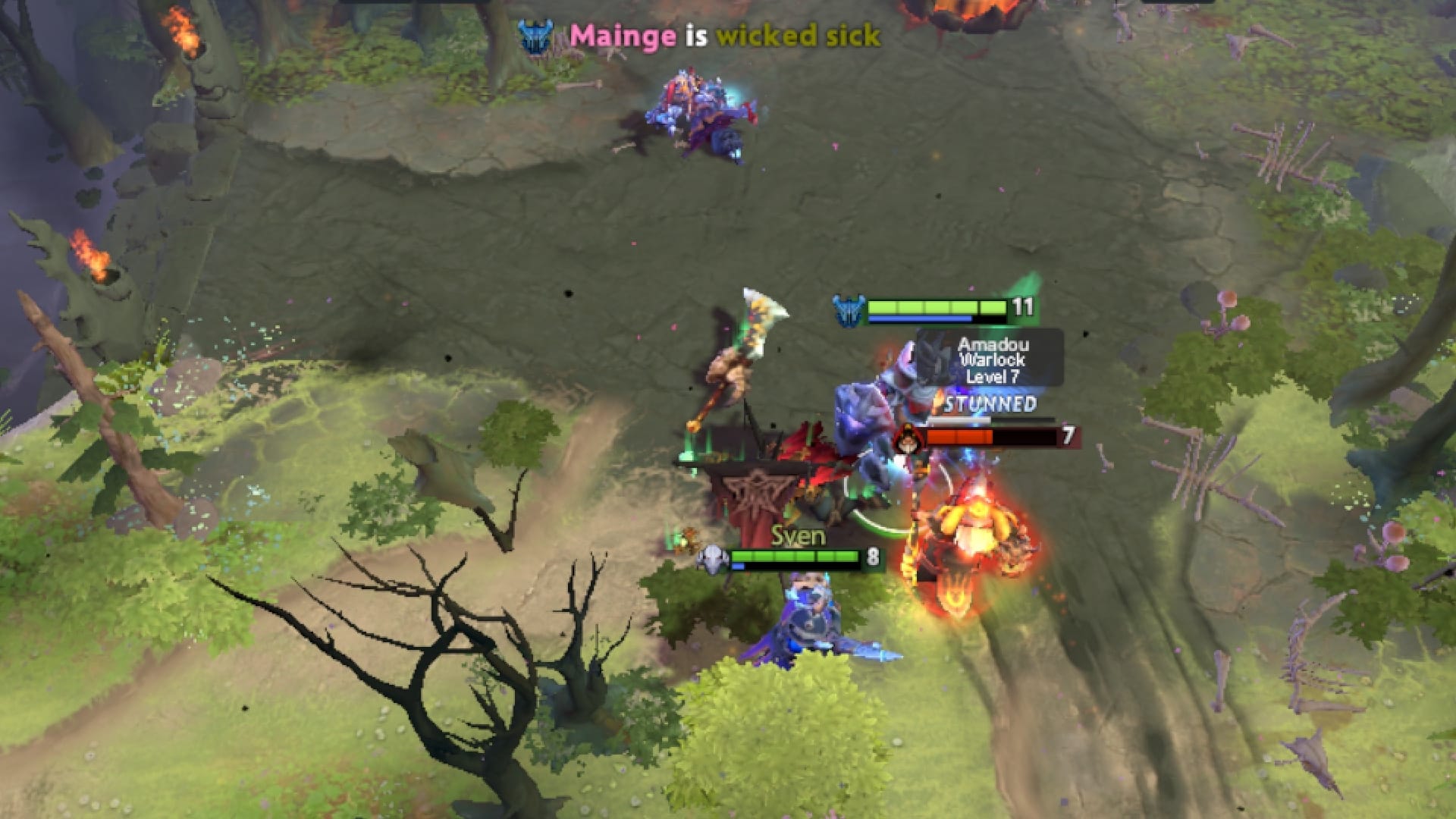 Sven stuns an enemy to help Razor