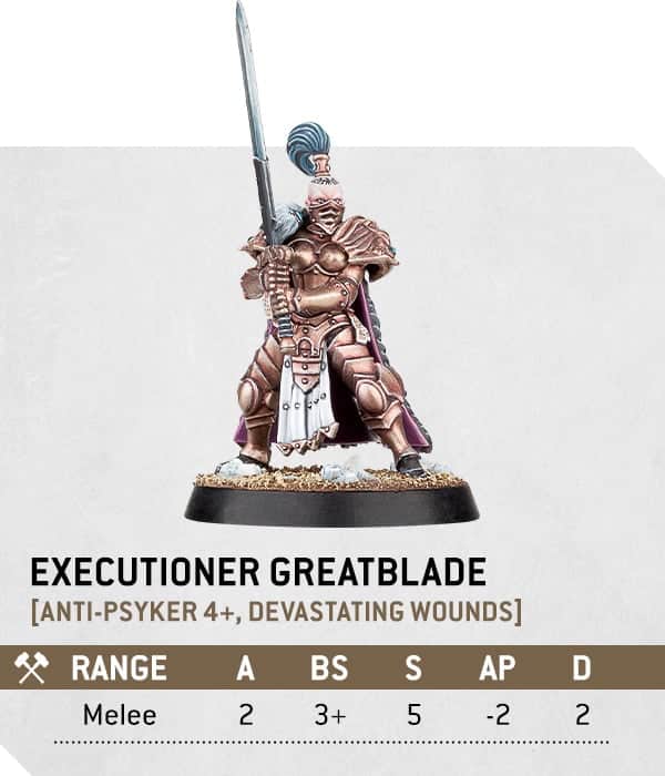 Warhammer 40k Adeptus Custodes Faction Focus Executioner Greatblade parameters