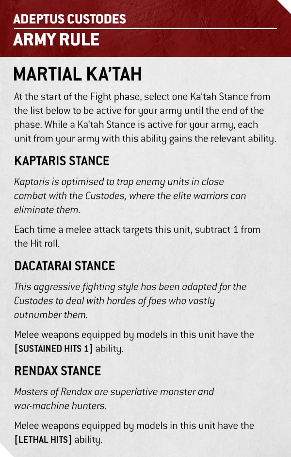 Warhammer 40k Adeptus Custodes Faction Focus Army Rule