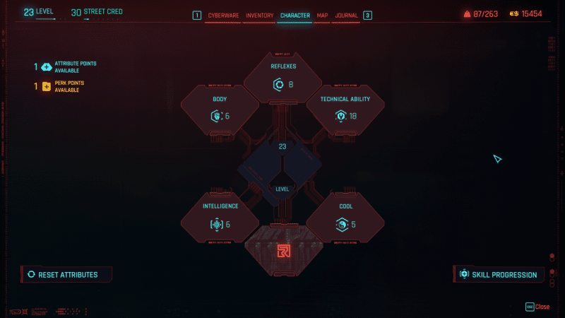 Cyberpunk 2077 Attributes