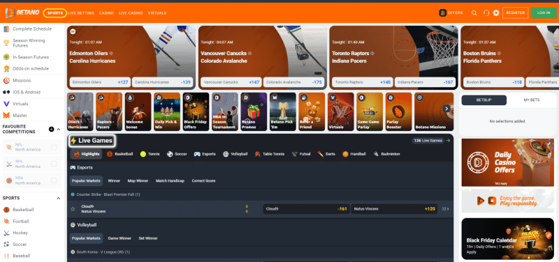 Wide coverage of Canadian and global leagues