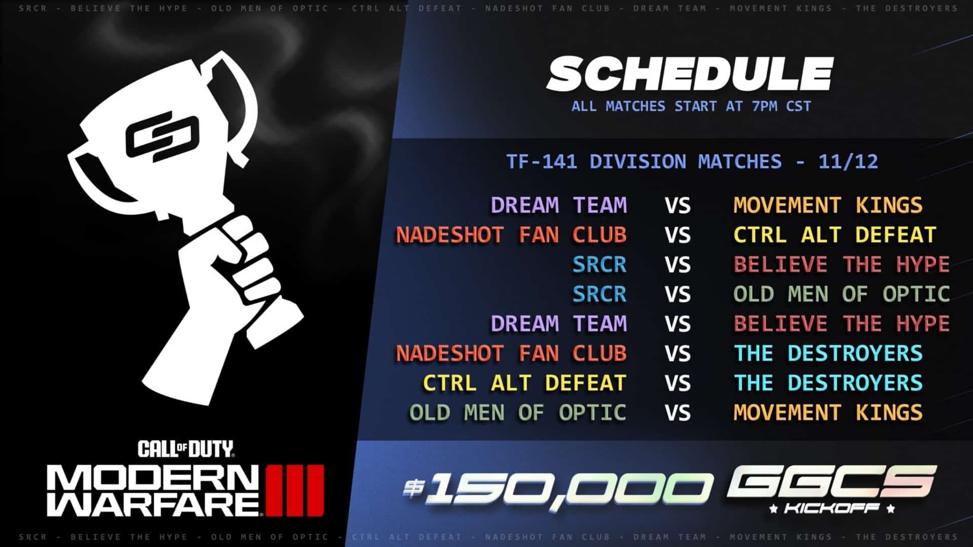 OpTic Gaming 150K MW3 S&D Only Tournament Schedule, Teams, & More